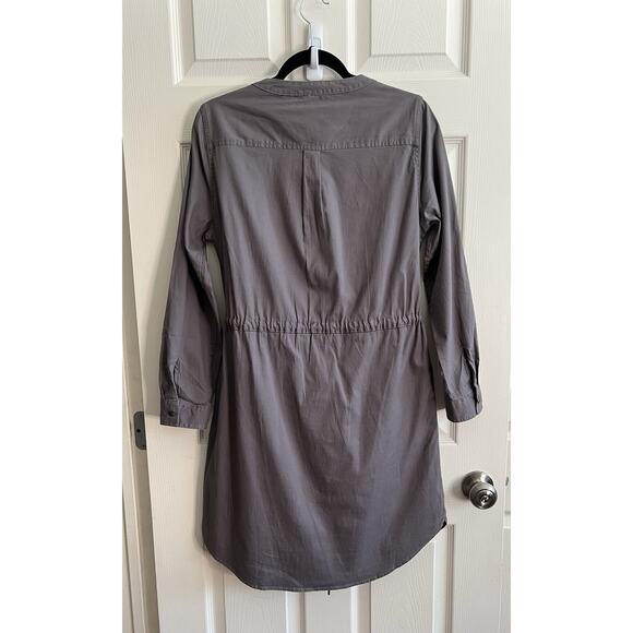 L.L. BEAN Gray Cotton Utility Drawstring Shirt Dress - Picture 8 of 14